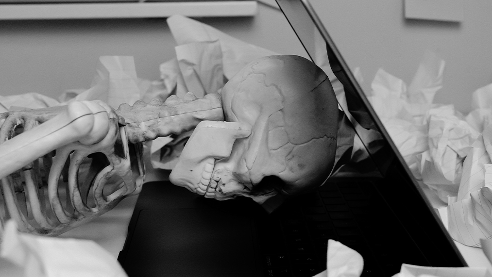 skull and laptop