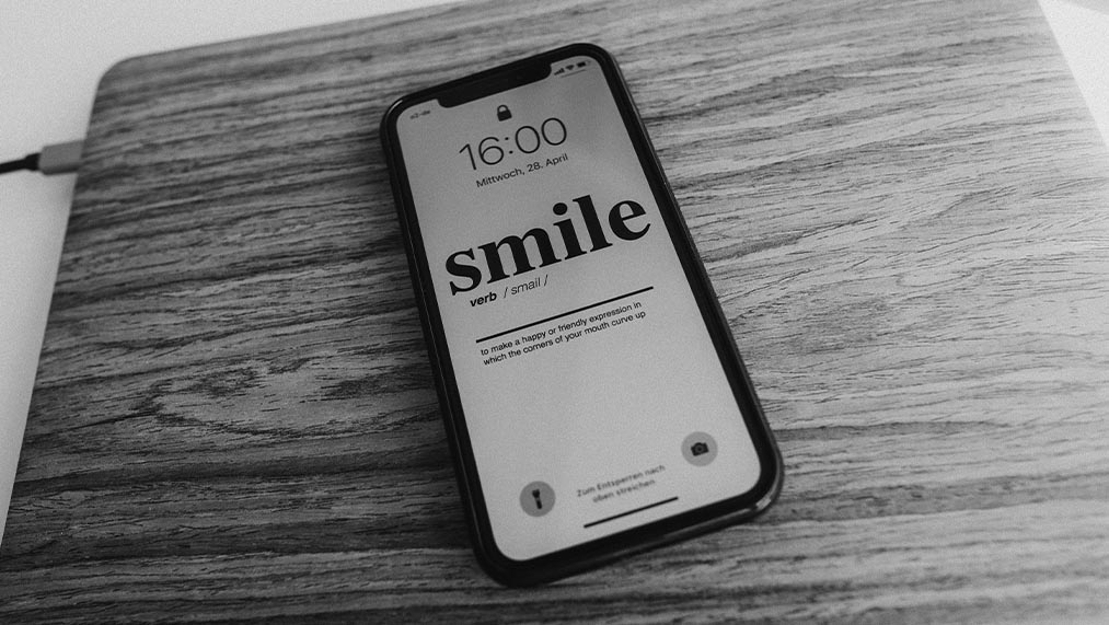 smile on phone screen