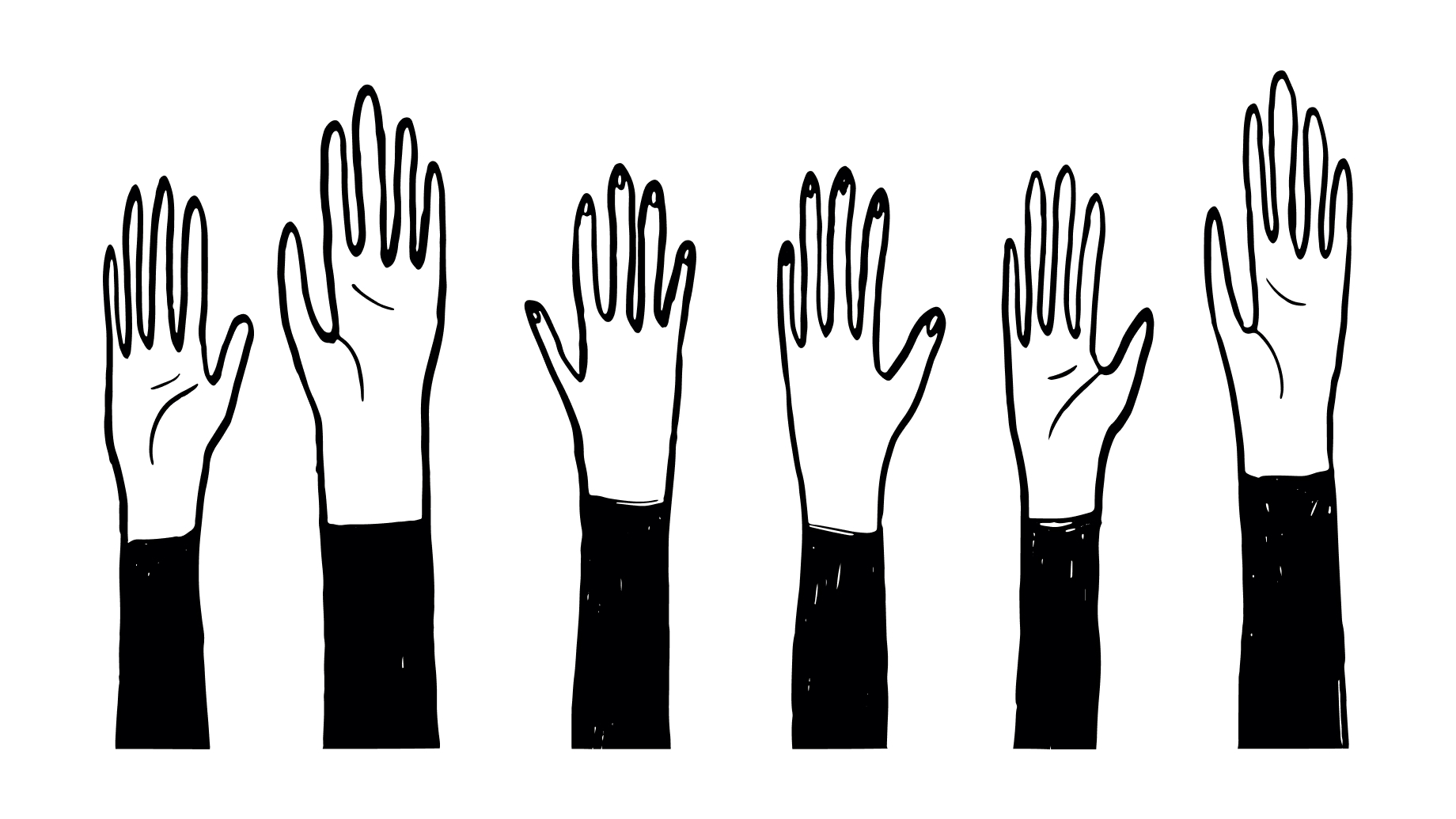 Illustration of raised hands
