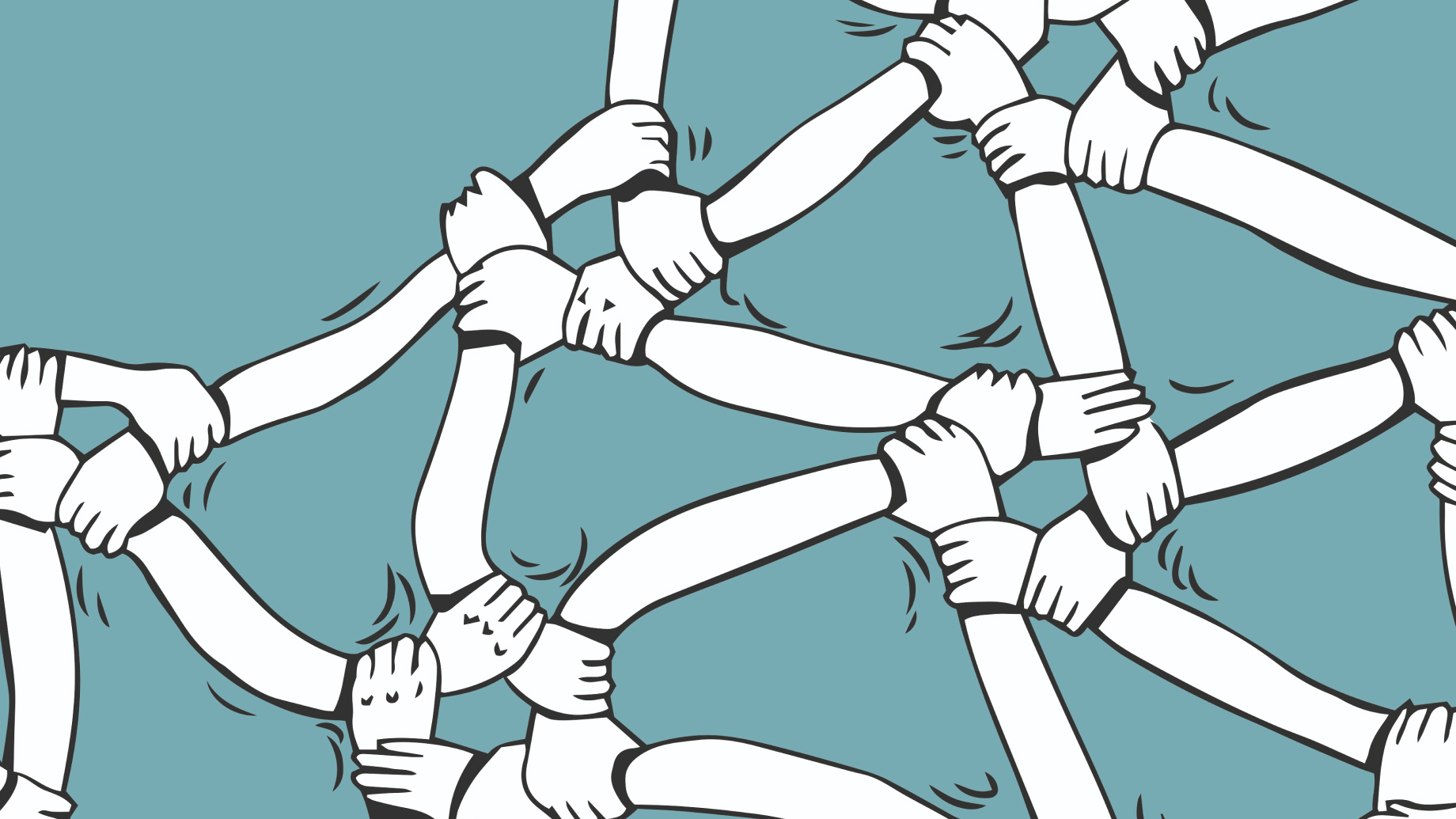 An illustration of interlinked hands