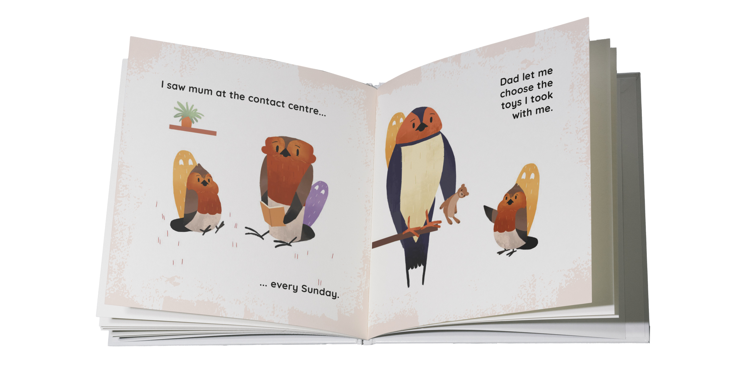 Cartoon characters in an animated book for kids