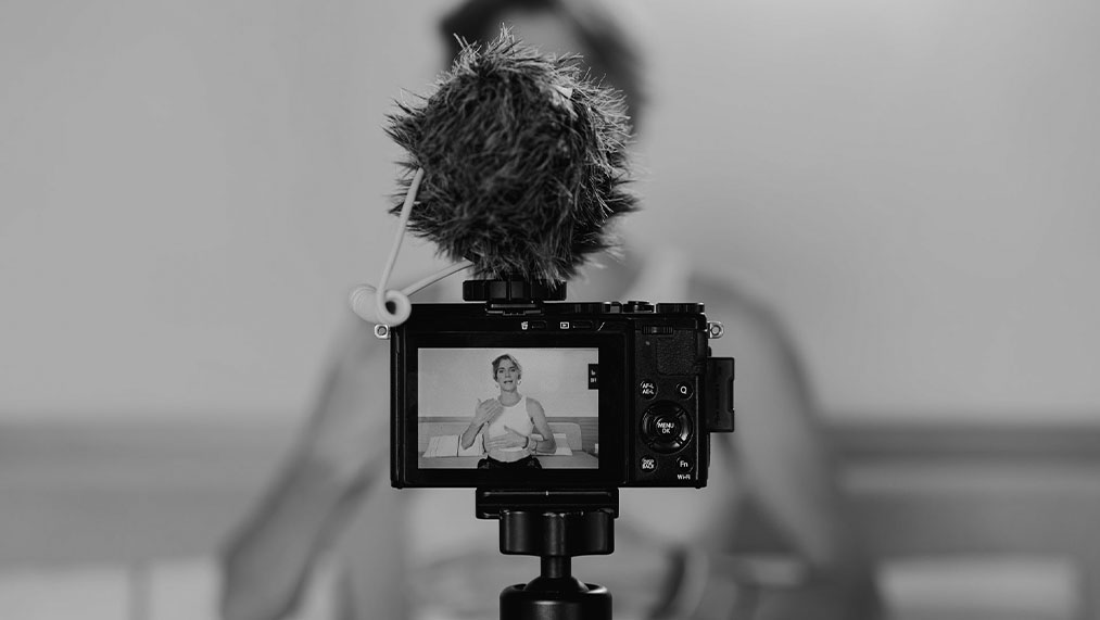 Influencer talking to camera