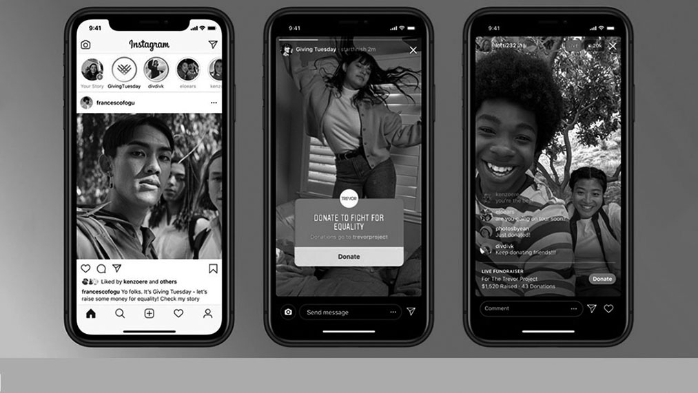 Instagram fundraising example on mobile phone