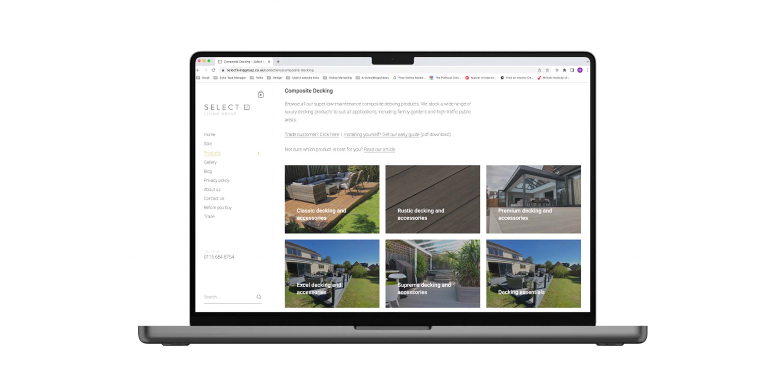 An open laptop with an image of Select Living Group's website