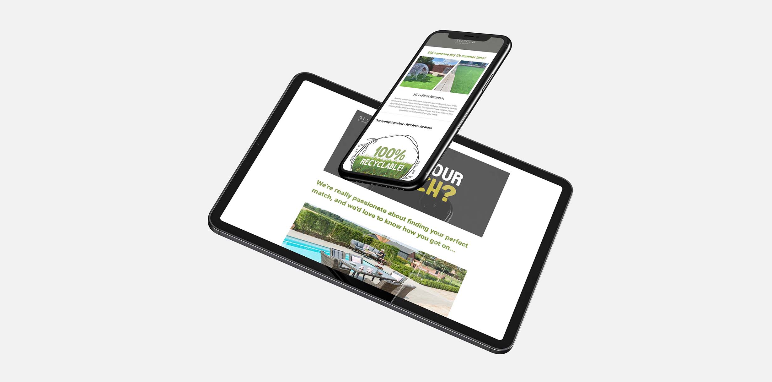 Images of different mailers from Select Living Group