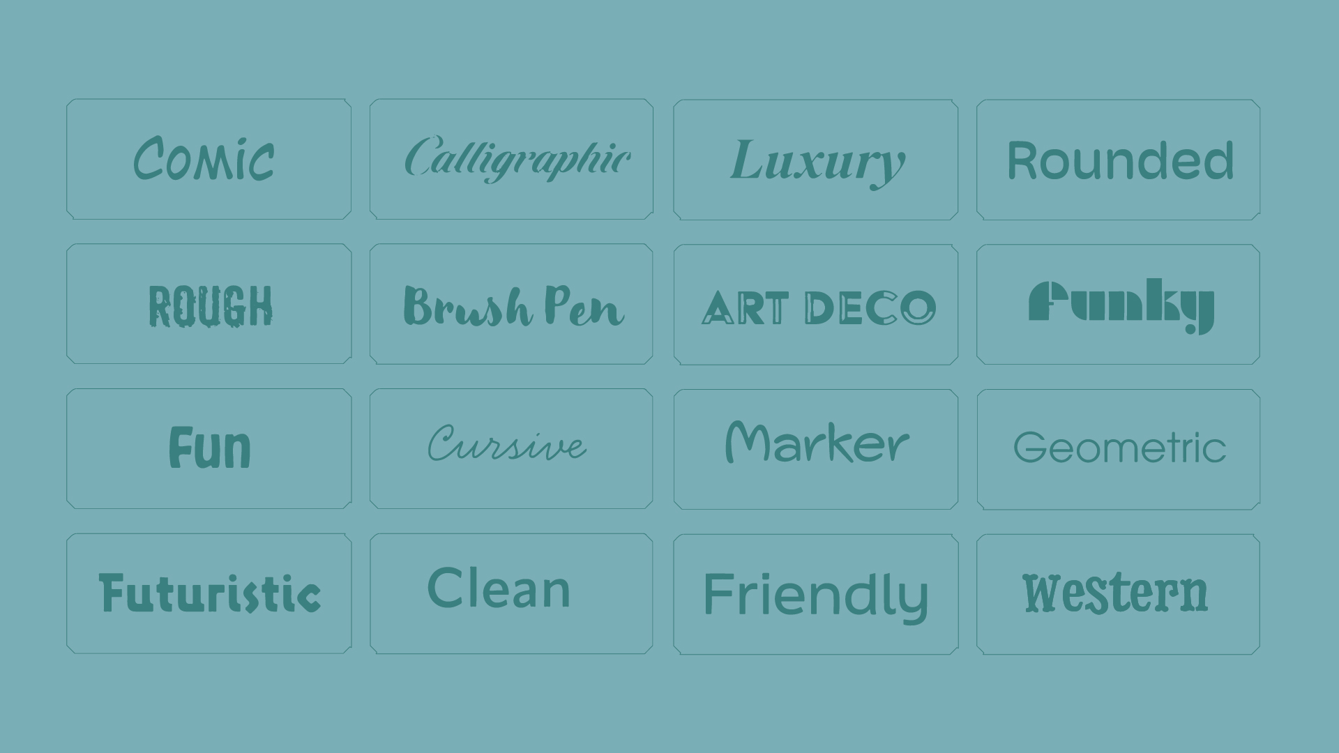 Image that lists some of the Adobe Fonts typeface 'tags; such as 'fun', 'friendly' and 'gothic'