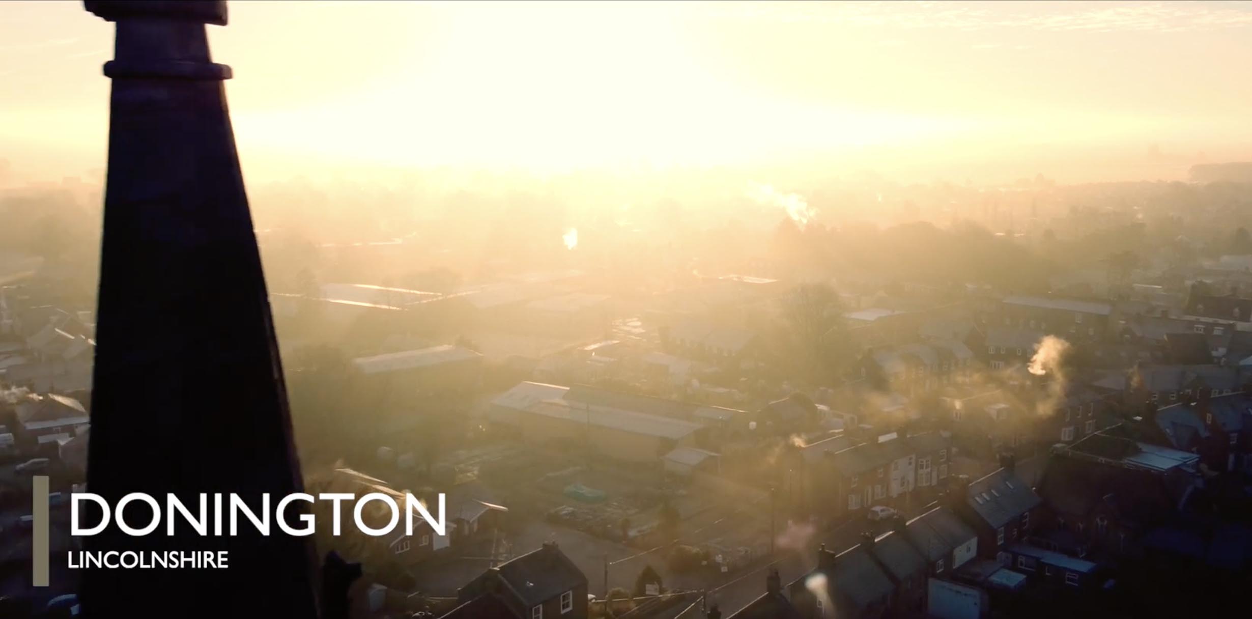 Overhead drone footage over a village